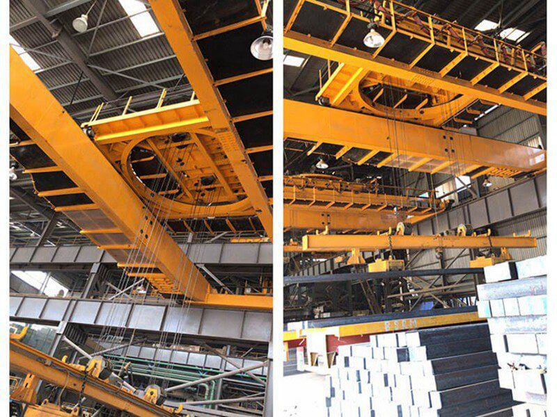 Overhead Magnet Crane with Rotating Traverse Beam Magnet Spreader