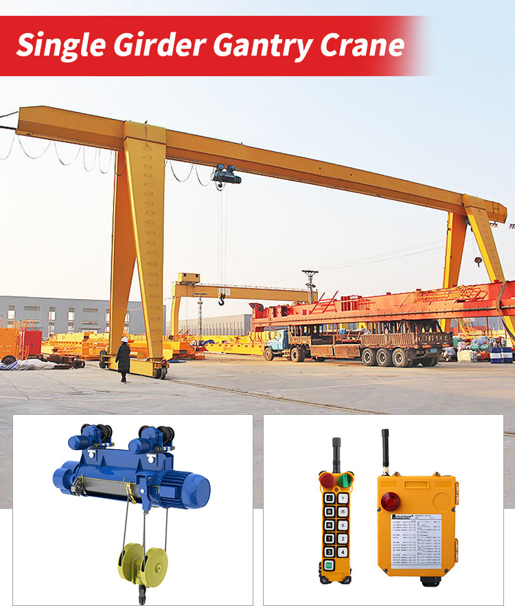 MH Single Girder Gantry Crane with Wire Rope Hoist
