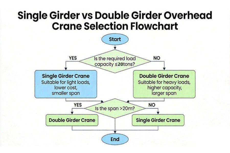 Single Girder vs Double Girder Overhead Crane Selection Flowchart